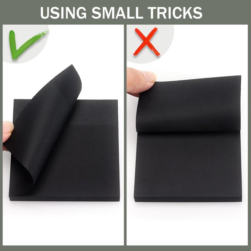 Eastern Wolf Sticky Notes 3x3 Self-Stick Notes Bright Colors Sticky Notes 4 Pads 90 Sheets/Pad (Black) - Image 5